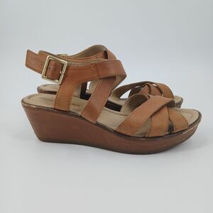 Hush Puppies Wedge Sandals Womens 7.5 Camel Boho Hippie Festival Aesthetic